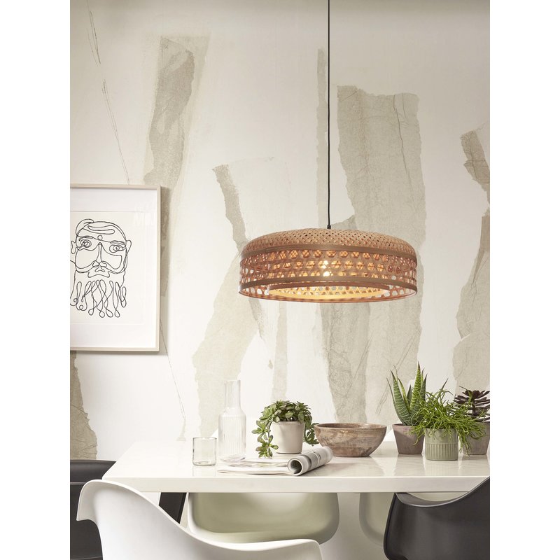 Good&Mojo-collectie Hanging lamp Ubud double shades bamboo dia.60x18cm. natural