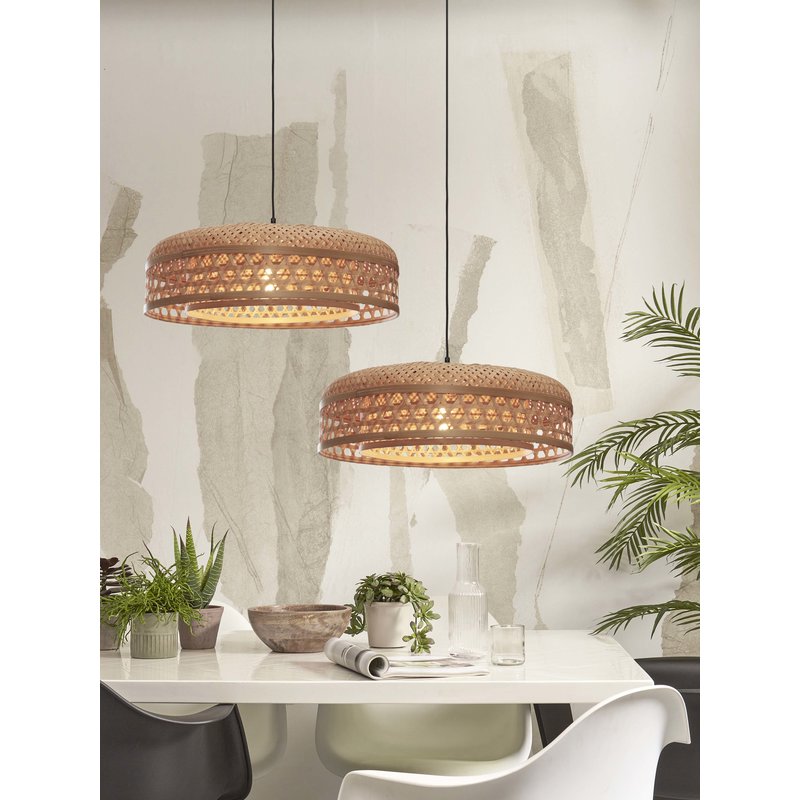 Good&Mojo-collectie Hanging lamp Ubud double shades bamboo dia.60x18cm. natural