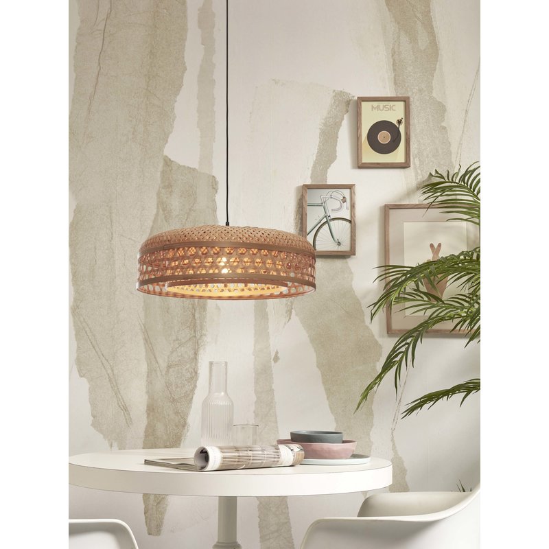Good&Mojo-collectie Hanging lamp Ubud double shades bamboo dia.60x18cm. natural