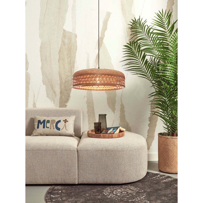 Good&Mojo-collectie Hanging lamp Ubud double shades bamboo dia.60x18cm. natural