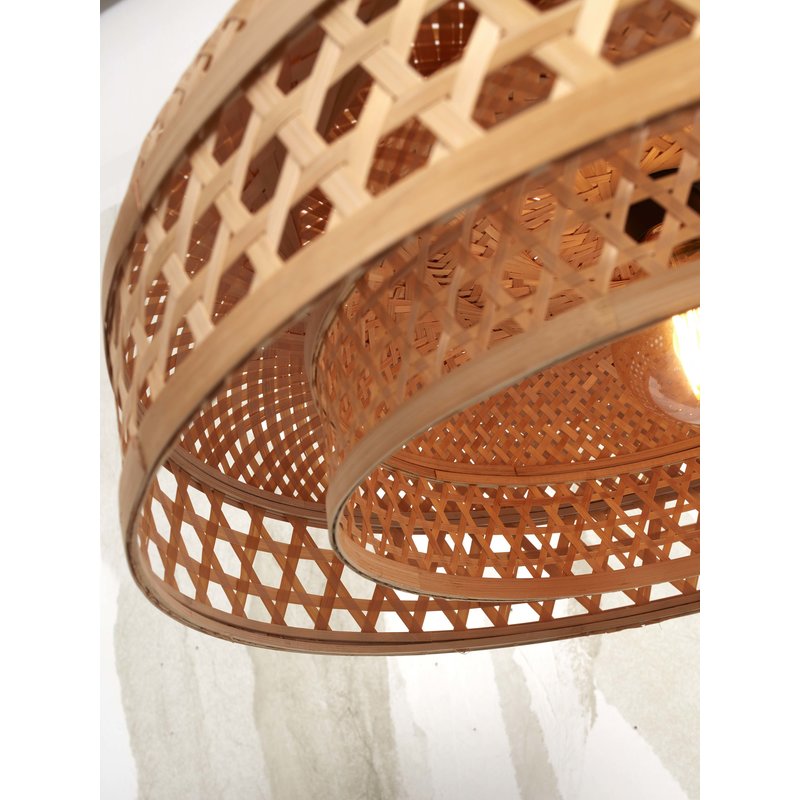 Good&Mojo-collectie Hanging lamp Ubud double shades bamboo dia.60x18cm. natural