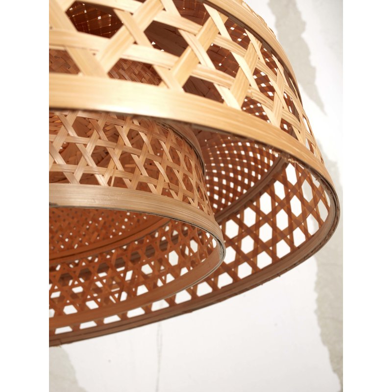 Good&Mojo-collectie Hanging lamp Ubud double shades bamboo dia.60x18cm. natural