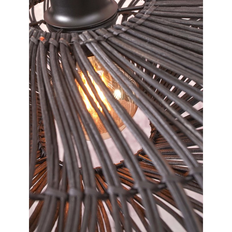 Good&Mojo-collectie Ceiling lamp Zanzibar S rattan/flat dia.40xh.12cm. black