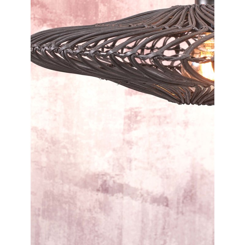 Good&Mojo-collectie Ceiling lamp Zanzibar S rattan/flat dia.40xh.12cm. black