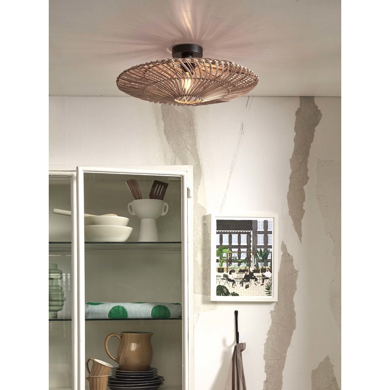 Good&Mojo-collectie Ceiling lamp Zanzibar L rattan/flat dia.55xh.14cm. natural