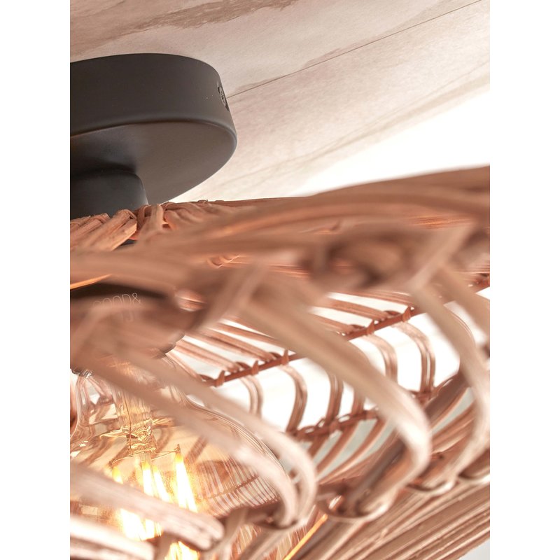 Good&Mojo-collectie Ceiling lamp Zanzibar L rattan/flat dia.55xh.14cm. natural