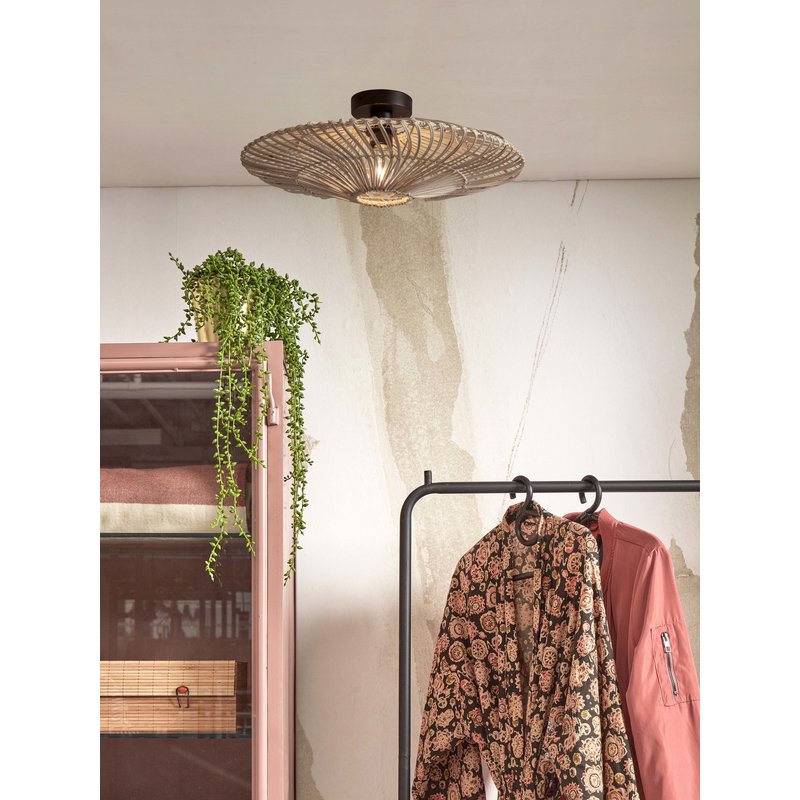 Good&Mojo-collectie Plafonniere Zanzibar rotan wit L