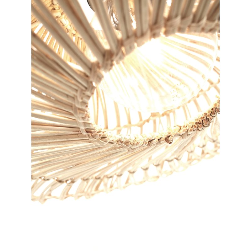 Good&Mojo-collectie Ceiling lamp Zanzibar L rattan/flat dia.55xh.14cm. white