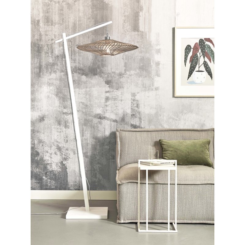 Good&Mojo-collectie Vloerlamp Zanzibar wit bamboe en rotan wit L