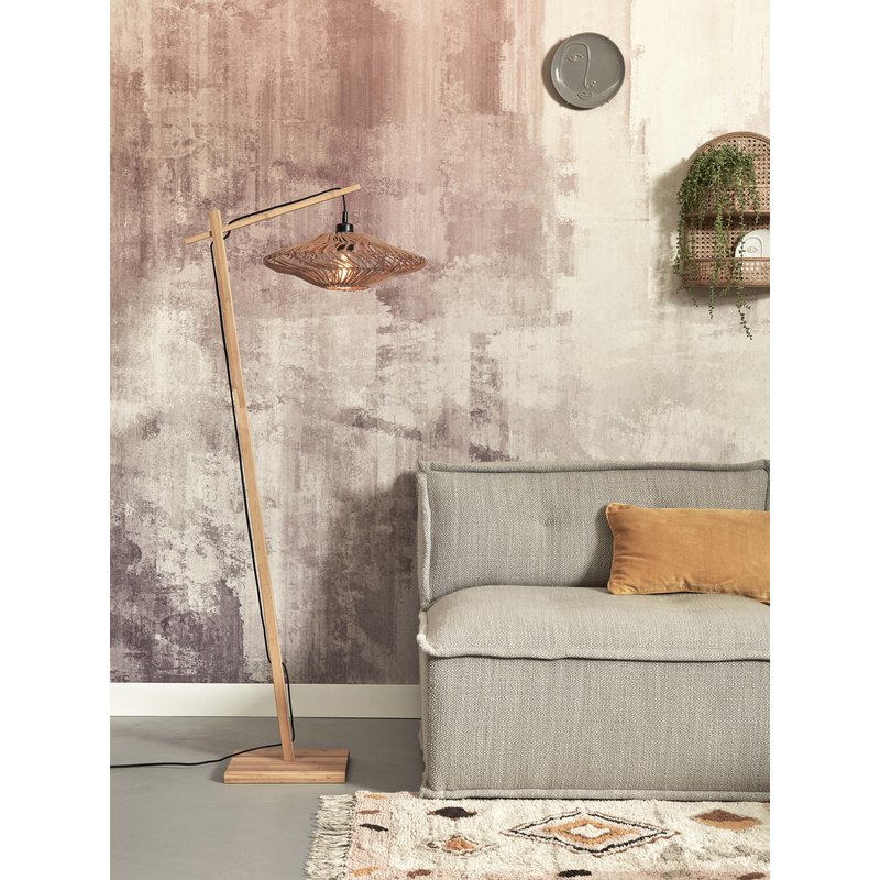 Good&Mojo-collectie Vloerlamp Zanzibar naturel bamboe en rotan naturel S