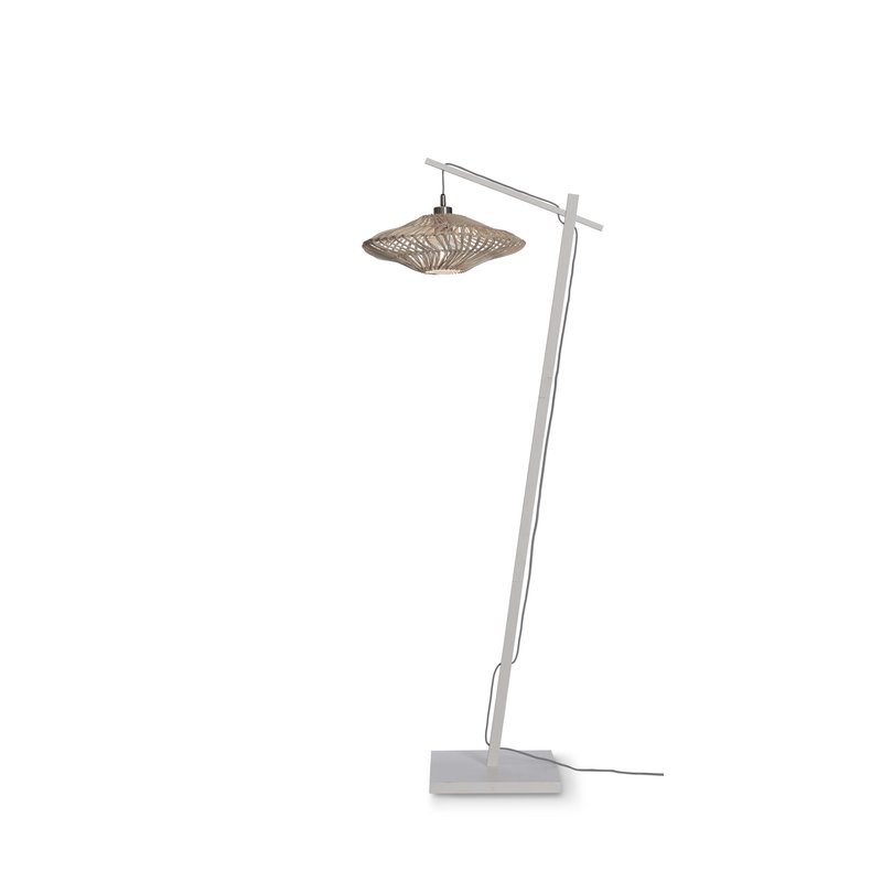 Good&Mojo-collectie Floor lamp Zanzibar S bamboo wh.150cm/shade dia.40xh.12cm. white