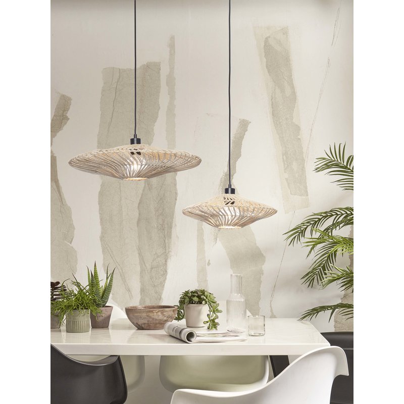 Good&Mojo-collectie Hanging lamp Zanzibar L rattan/flat dia.55xh.14cm. white