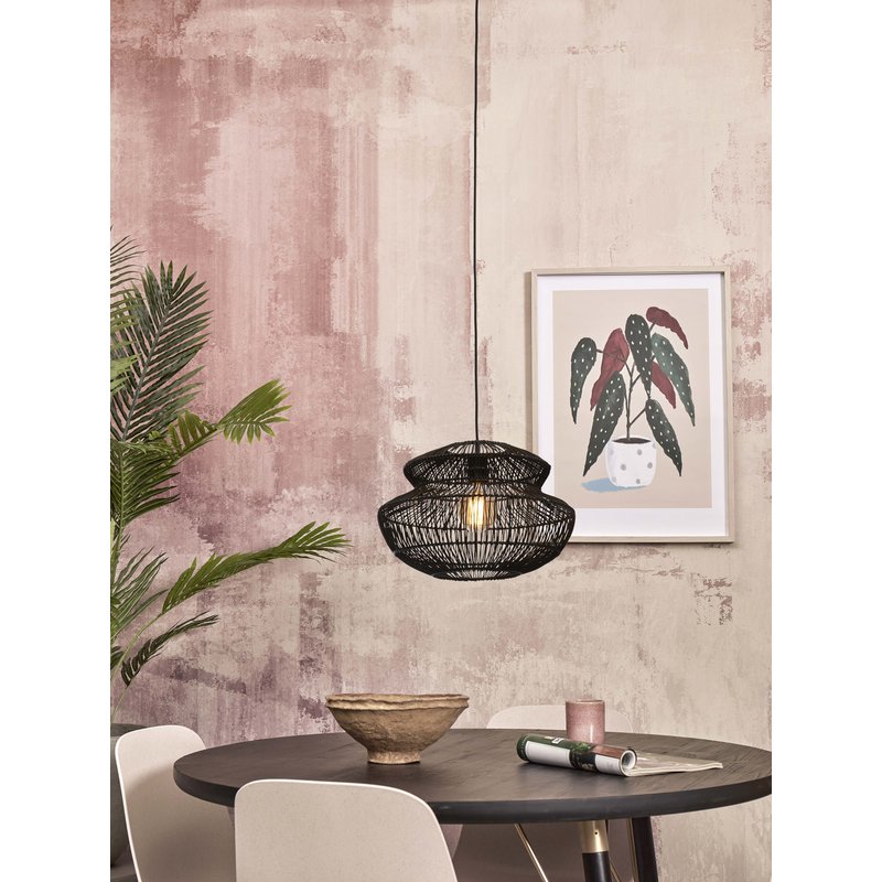 Good&Mojo-collectie Hanging lamp Zanzibar rattan/round dia.40xh.30cm. black