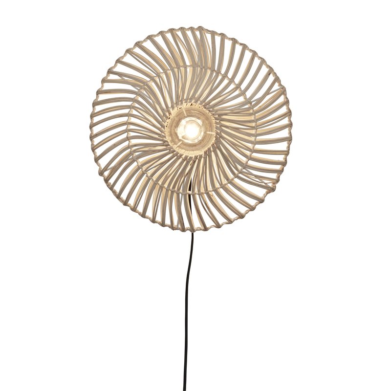 Good&Mojo-collectie Wall lamp Zanzibar S rattan/flat dia.40xh.12cm. white