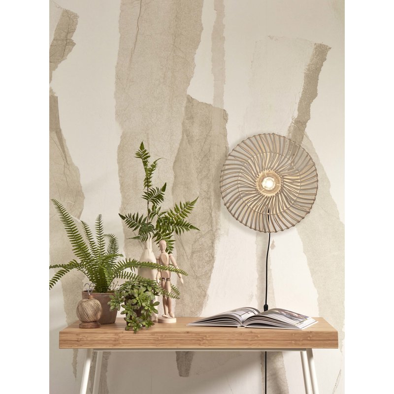Good&Mojo-collectie Wall lamp Zanzibar S rattan/flat dia.40xh.12cm. white