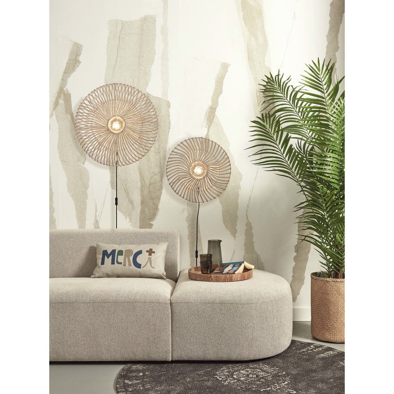 Good&Mojo-collectie Wall lamp Zanzibar S rattan/flat dia.40xh.12cm. white