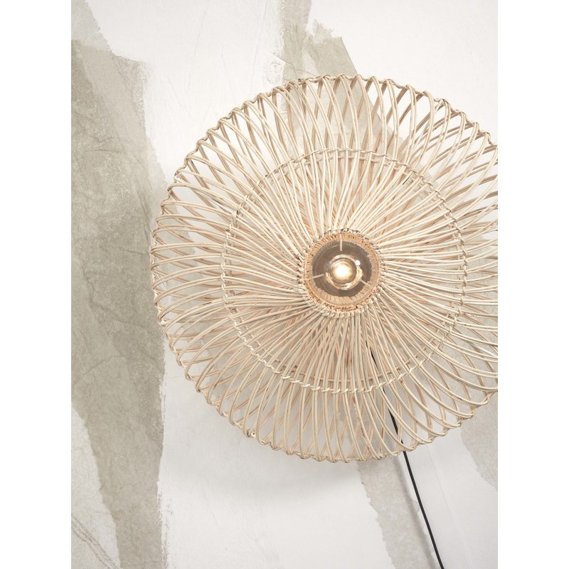 Good&Mojo-collectie Wall lamp Zanzibar S rattan/flat dia.40xh.12cm. white