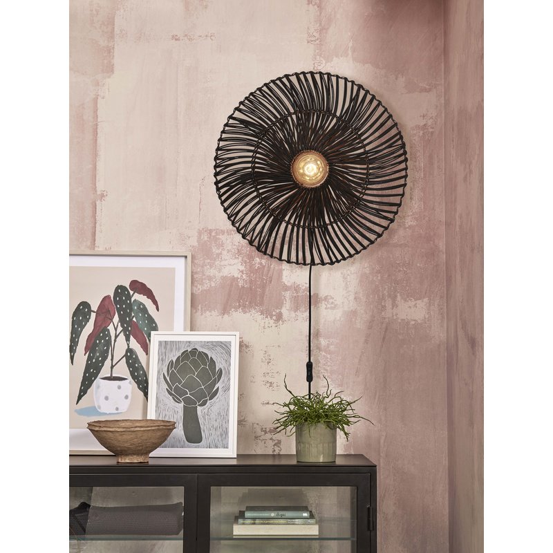 Good&Mojo-collectie Wandlamp Zanzibar rotan zwart L