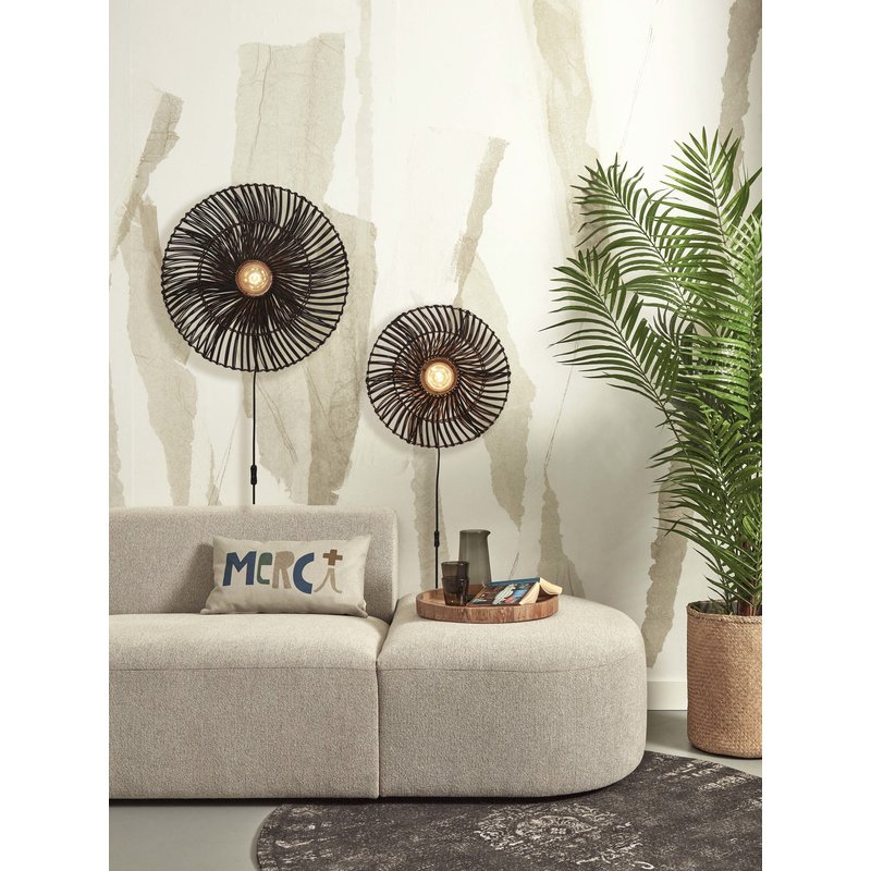 Good&Mojo-collectie Wandlamp Zanzibar rotan zwart L