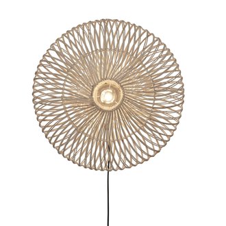 Good&Mojo Wall lamp Zanzibar L rattan/flat dia.55xh.14cm. white Good&Mojo Wall lamp Zanzibar L rattan/flat dia.55xh.14cm. white
