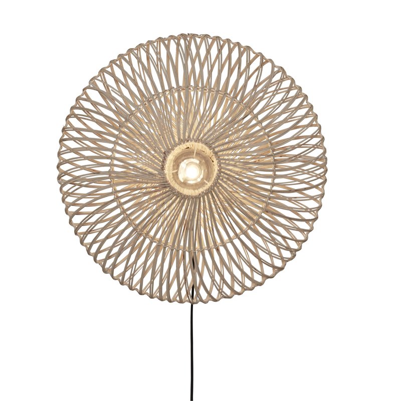 Good&Mojo-collectie Wall lamp Zanzibar L rattan/flat dia.55xh.14cm. white