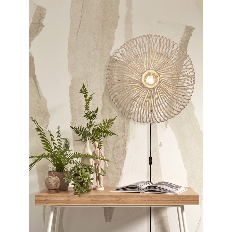 Good&Mojo-collectie Wall lamp Zanzibar L rattan/flat dia.55xh.14cm. white