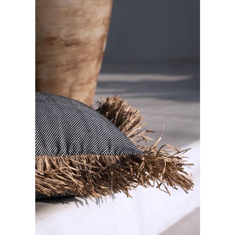 Bazar Bizar-collectie Cotton Bonita Kussenhoes - Zwart Naturel - 60x60