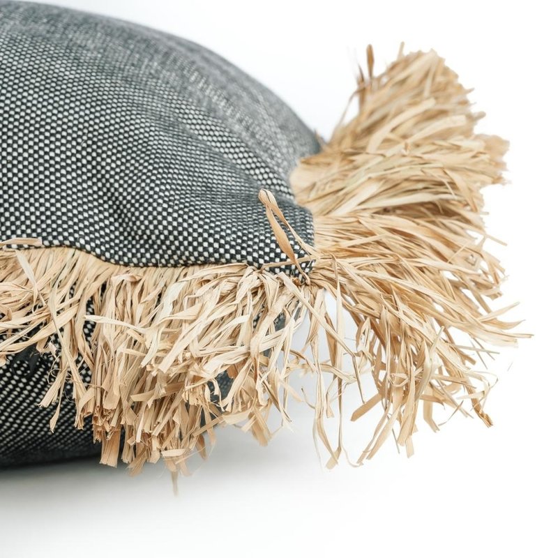Bazar Bizar-collectie Cotton Bonita Kussenhoes - Zwart Naturel - 60x60