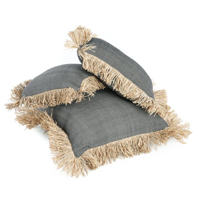 Bazar Bizar-collectie Cotton Bonita Kussenhoes - Zwart Naturel - 60x60
