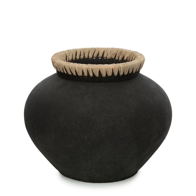Bazar Bizar-collectie Styly Vaas - Zwart Naturel - L