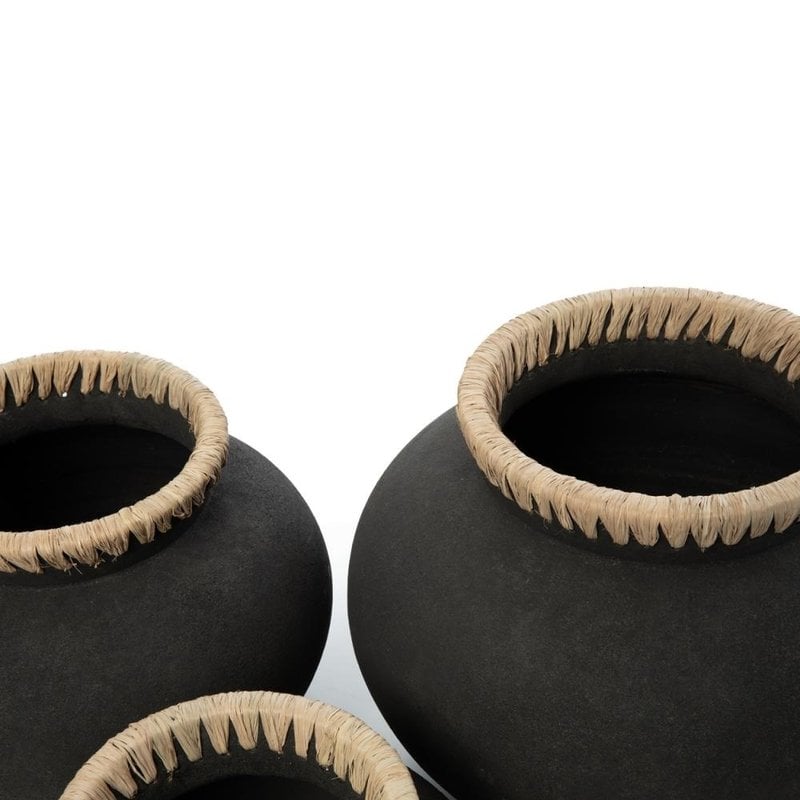 Bazar Bizar-collectie Styly Vaas - Zwart Naturel - L