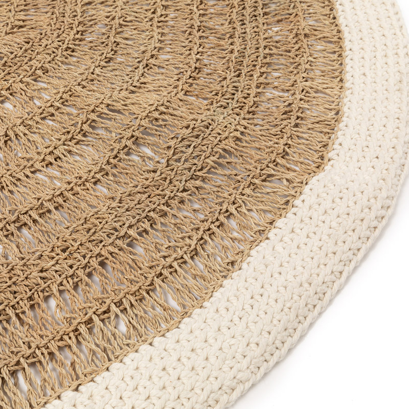 Bazar Bizar Seagrass & Katoen Rond Tapijt - Naturel Wit - 100