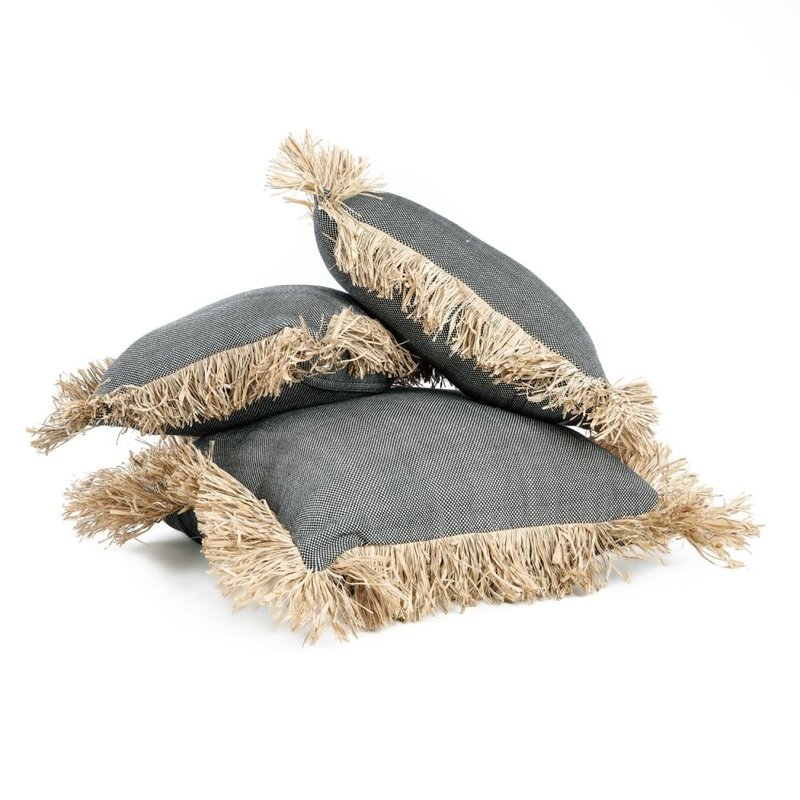Bazar Bizar-collectie Cotton Bonita Kussenhoes - Zwart Naturel - 40x40