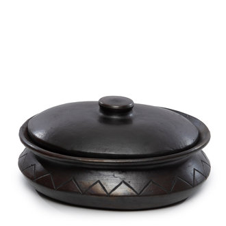 Bazar Bizar Burned Ovale Pot Met Patroon - Zwart