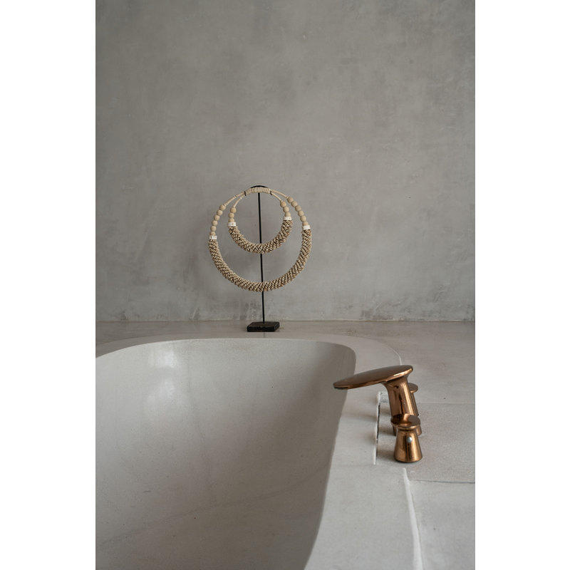Bazar Bizar-collectie Dubbele Halsketting met Schelpen op Stand - Naturel