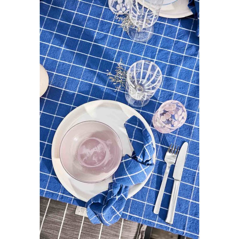 OYOY LIVING Tafelkleed Grid donkerblauw-wit 260x140 cm