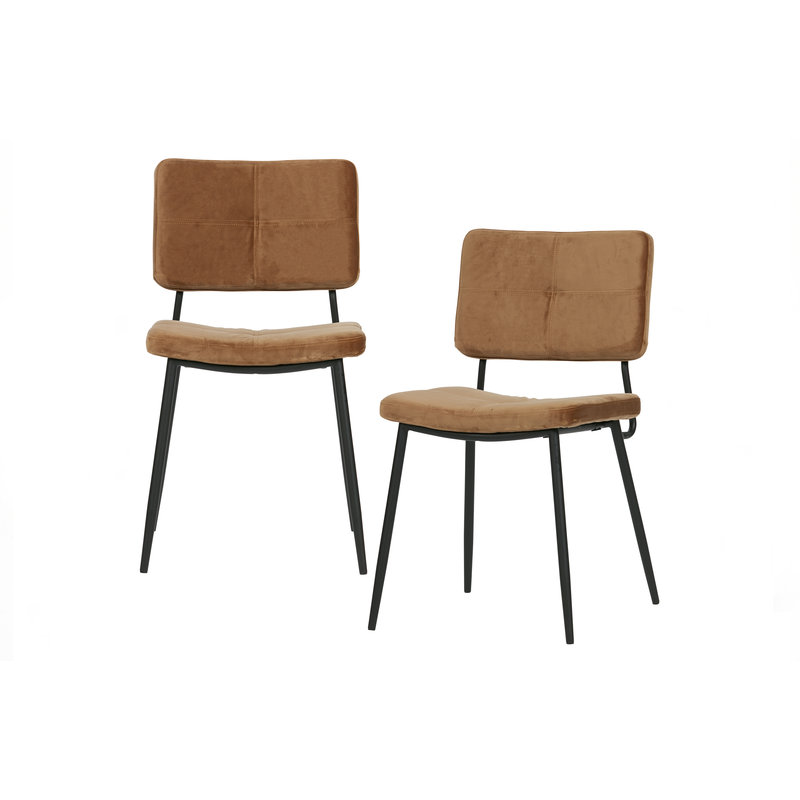 WOOOD Set Of 2 - Kaat Dining Chair Velvet Caramel