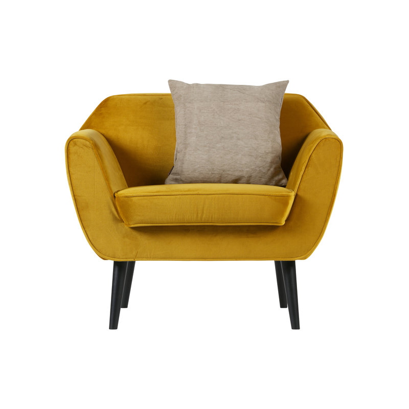 WOOOD-collectie Rocco Fauteuil Fluweel Oker