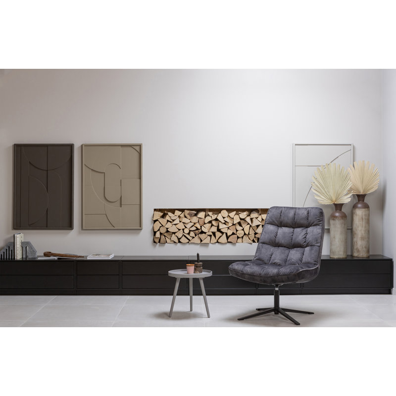 WOOOD-collectie Job Draaifauteuil Velvet Antraciet