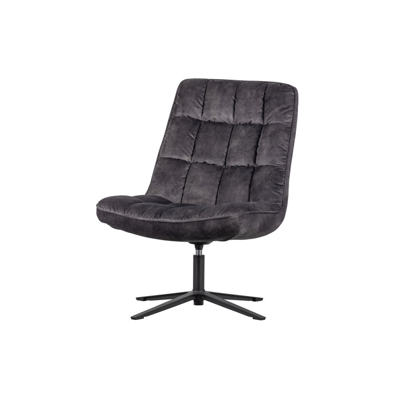 WOOOD-collectie Job Draaifauteuil Velvet Antraciet