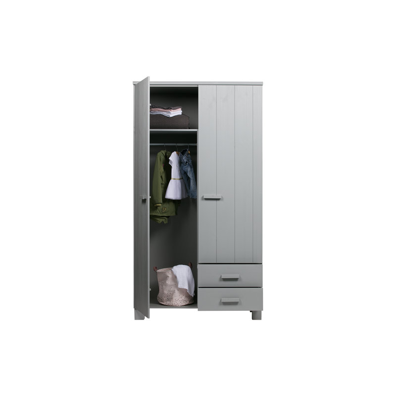 WOOOD-collectie Dennis Wardrobe Pine Concrete Grey Brushed