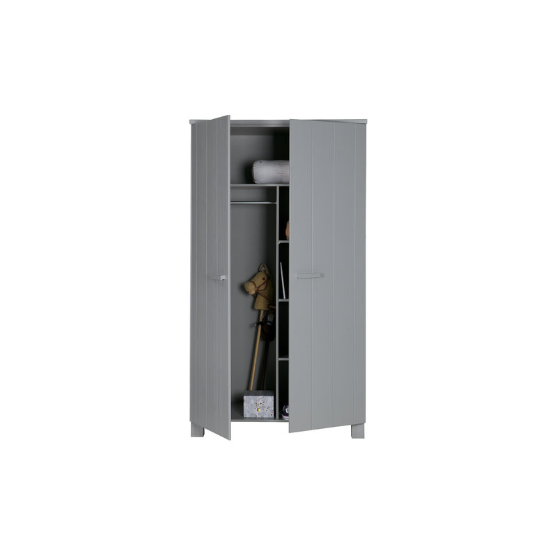 WOOOD-collectie Dennis Wardrobe Pine Concrete Grey Brushed