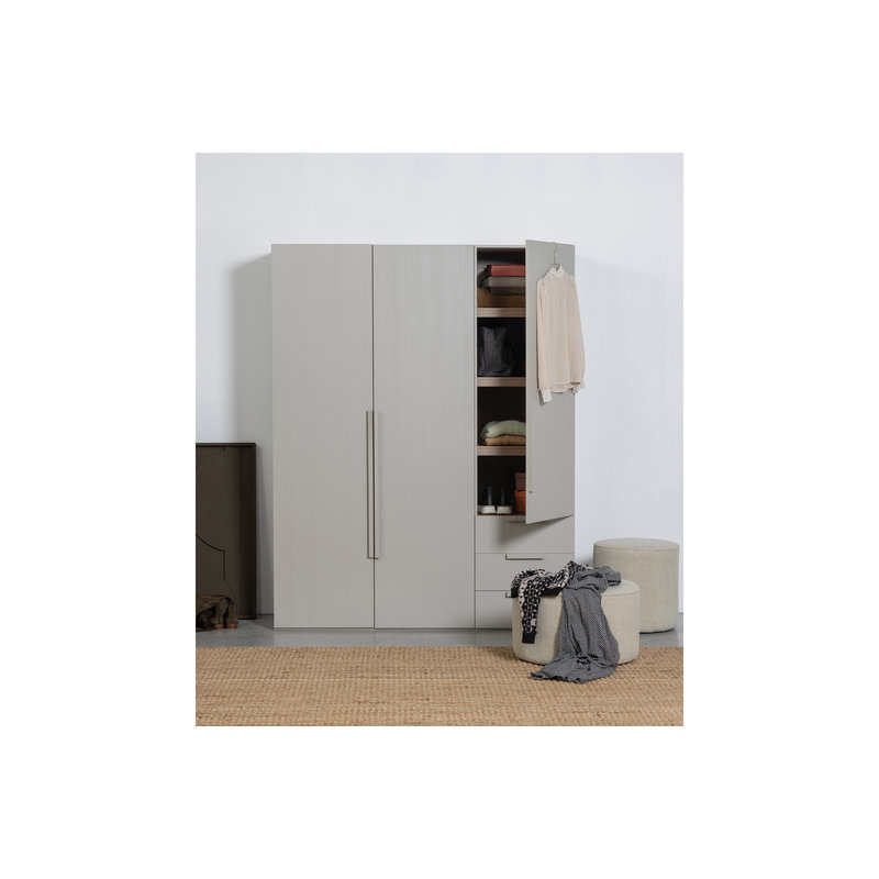 WOOOD-collectie Rens 2-doors Wardrobe Long Handle Walnut/pebble Grey