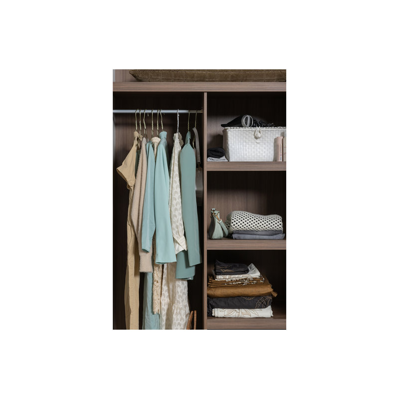 WOOOD-collectie Rens 2-doors Wardrobe Long Handle Walnut/pebble Grey