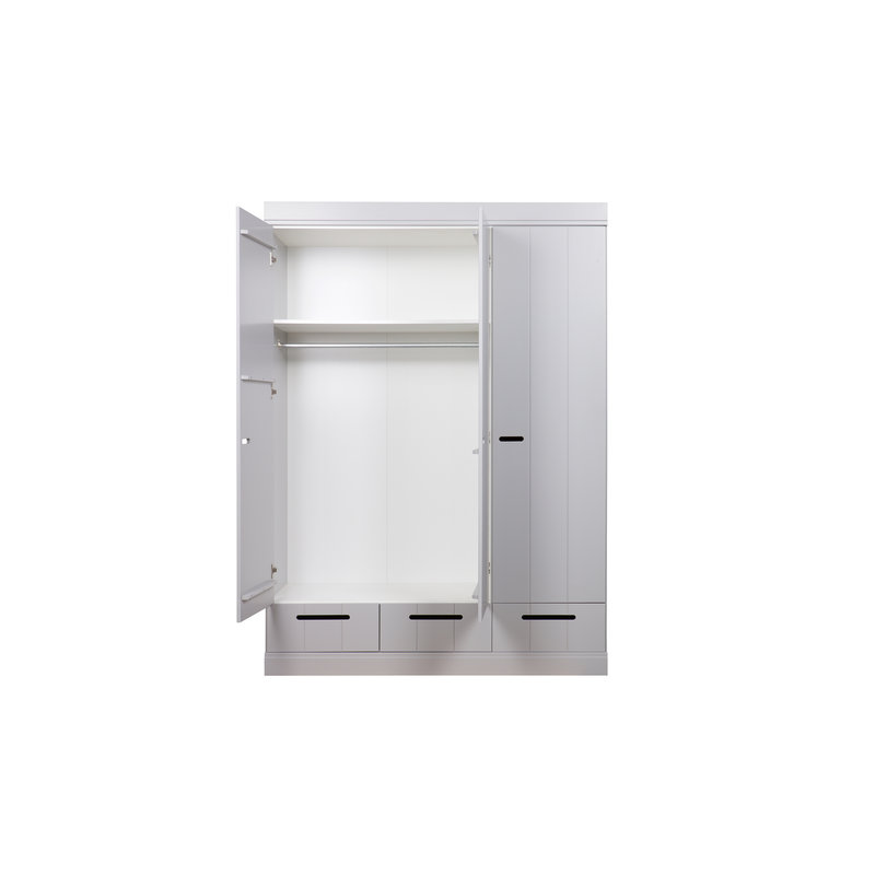 WOOOD-collectie Connect 3-doors Drawer- Strip Doors Concrete Grey