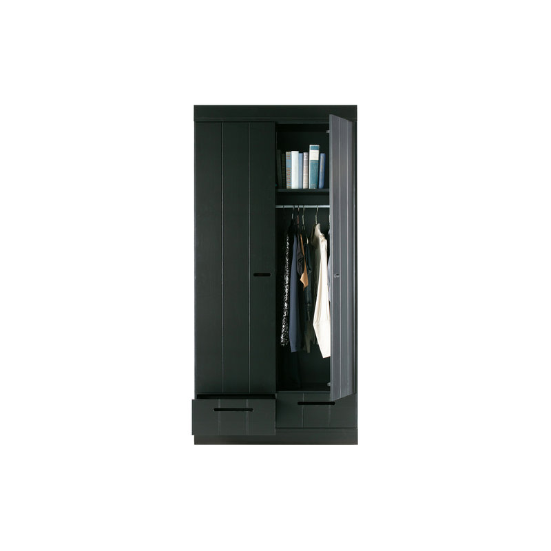 WOOOD-collectie Connect 2-doors - Drawer - Strip Doors Black