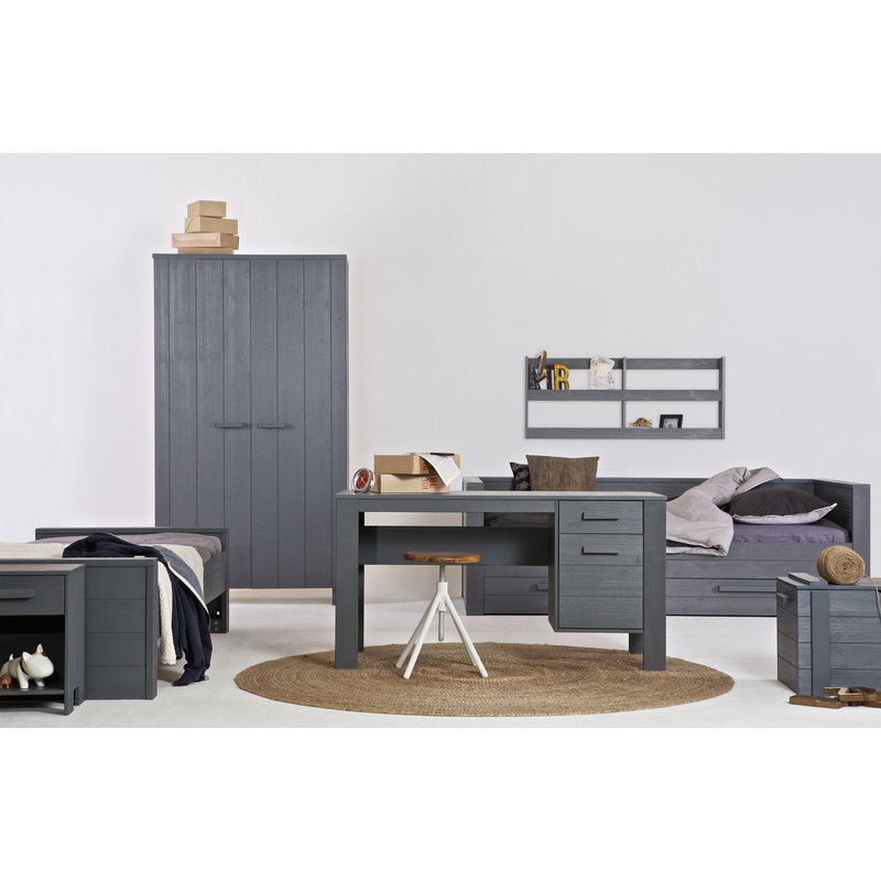 WOOOD-collectie Dennis Kast Grenen Steel Grey Geborsteld