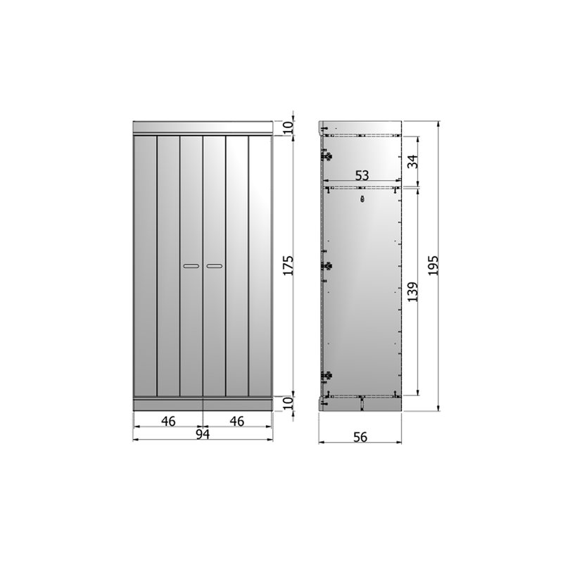 WOOOD-collectie Connect 2-doors Basic -strip Doors Cabinet White