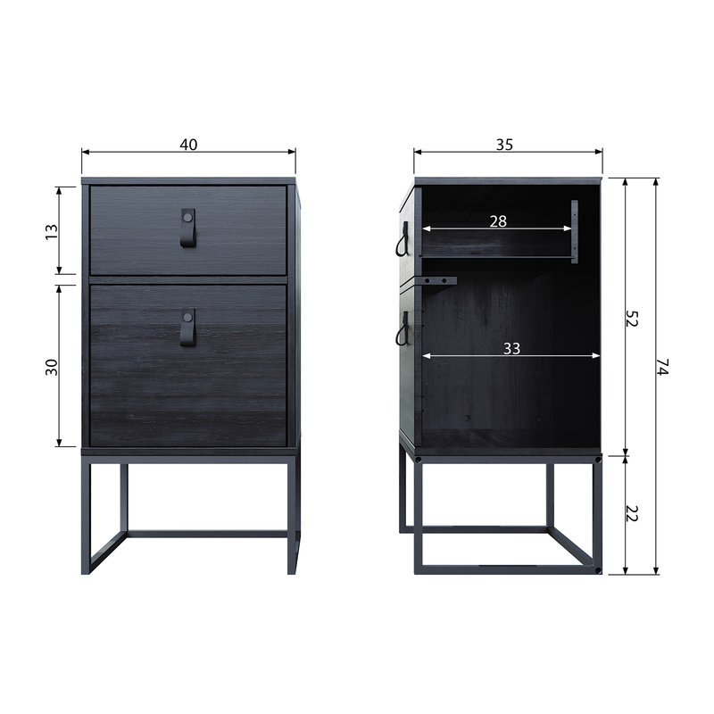 WOOOD-collectie Zola Nightstand With Drawer And Door Black