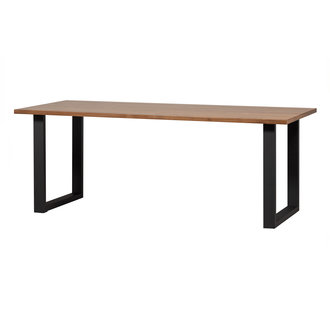 WOOOD Jimmy Eettafel Noten 200x90 U-poot Metaal Zwart